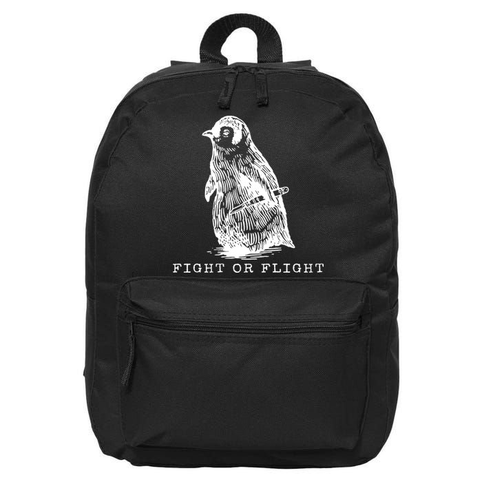Fight Or Flight Funny Penguin Meme 16 in Basic Backpack