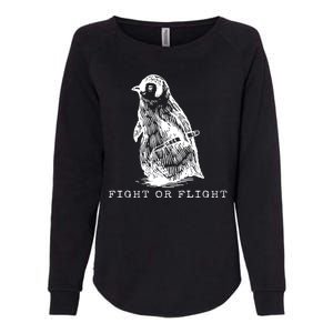 Fight Or Flight Funny Penguin Meme Womens California Wash Sweatshirt