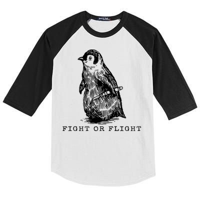 Fight Or Flight Funny Penguin Meme Kids Colorblock Raglan Jersey