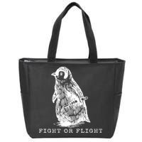 Fight Or Flight Funny Penguin Meme Zip Tote Bag