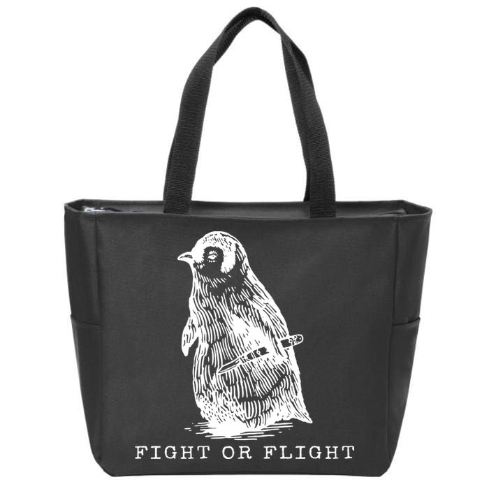 Fight Or Flight Funny Penguin Meme Zip Tote Bag