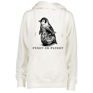 Fight Or Flight Funny Penguin Meme Womens Funnel Neck Pullover Hood