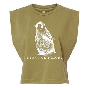 Fight Or Flight Funny Penguin Meme Garment-Dyed Women's Muscle Tee