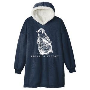 Fight Or Flight Funny Penguin Meme Hooded Wearable Blanket