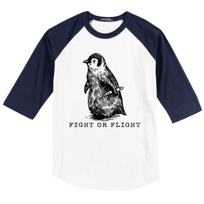 Fight Or Flight Funny Penguin Meme Baseball Sleeve Shirt