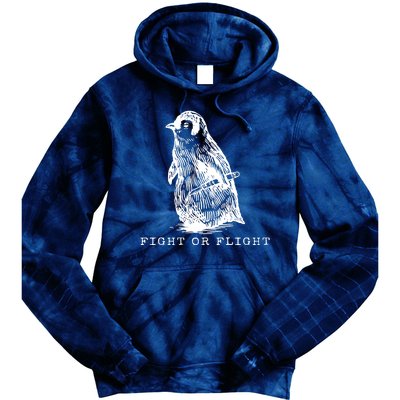 Fight Or Flight Funny Penguin Meme Tie Dye Hoodie