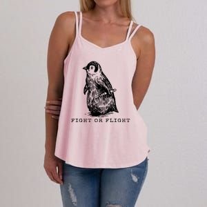 Fight Or Flight Funny Penguin Meme Women's Strappy Tank