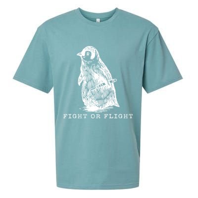 Fight Or Flight Funny Penguin Meme Sueded Cloud Jersey T-Shirt