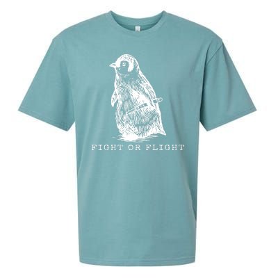 Fight Or Flight Funny Penguin Meme Sueded Cloud Jersey T-Shirt