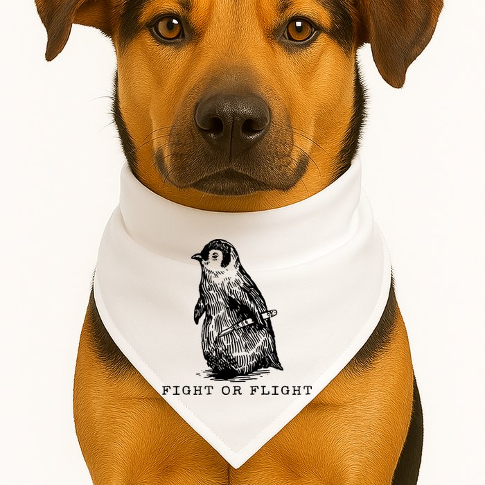 Fight Or Flight Funny Penguin Meme USA-Made Doggie Bandana