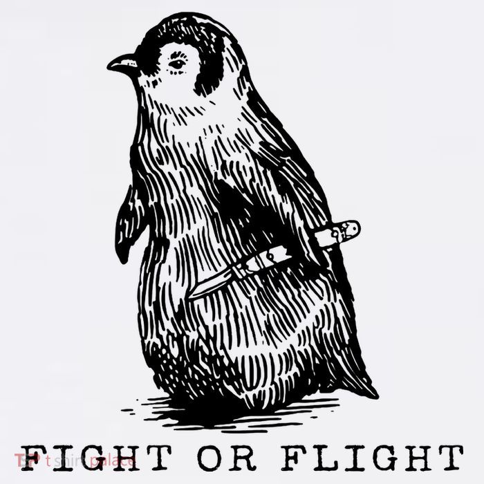 Fight Or Flight Funny Penguin Meme High Crown Mesh Back Trucker Hat