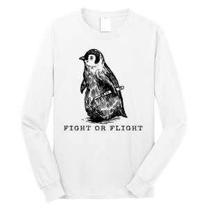 Fight Or Flight Funny Penguin Meme Long Sleeve Shirt