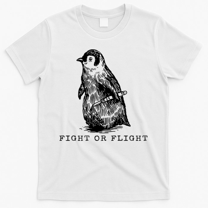Fight Or Flight Funny Penguin Meme T-Shirt
