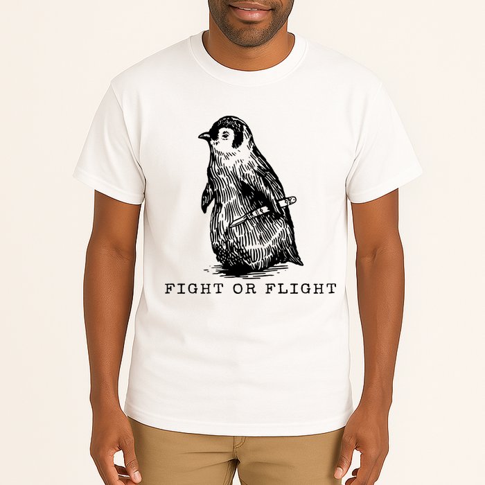Fight Or Flight Funny Penguin Meme Tall T-Shirt