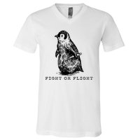 Fight Or Flight Funny Penguin Meme V-Neck T-Shirt