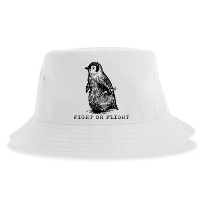 Fight Or Flight Funny Penguin Meme Sustainable Bucket Hat
