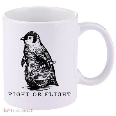 Fight Or Flight Funny Penguin Meme 11oz C Handle Ceramic Mug