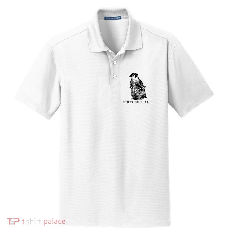 Fight Or Flight Funny Penguin Meme Dry Zone Grid Polo