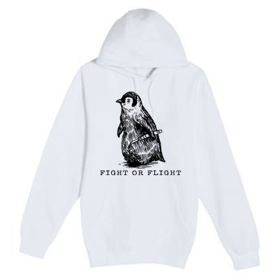 Fight Or Flight Funny Penguin Meme Premium Pullover Hoodie