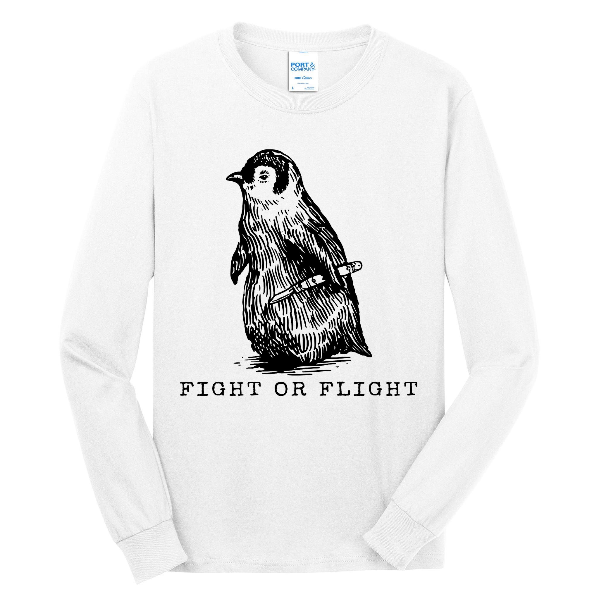 Fight Or Flight Funny Penguin Meme Tall Long Sleeve T-Shirt