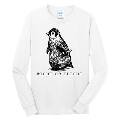 Fight Or Flight Funny Penguin Meme Tall Long Sleeve T-Shirt