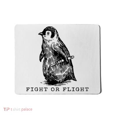 Fight Or Flight Funny Penguin Meme Mousepad