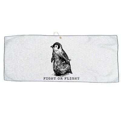 Fight Or Flight Funny Penguin Meme Large Microfiber Waffle Golf Towel