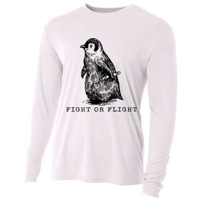 Fight Or Flight Funny Penguin Meme Cooling Performance Long Sleeve Crew