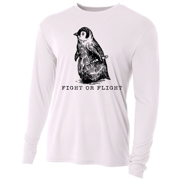 Fight Or Flight Funny Penguin Meme Cooling Performance Long Sleeve Crew