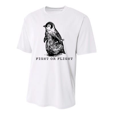 Fight Or Flight Funny Penguin Meme Performance Sprint T-Shirt