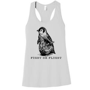 Fight Or Flight Funny Penguin Meme Women's Racerback Tank