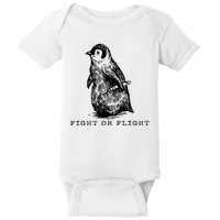 Fight Or Flight Funny Penguin Meme Baby Bodysuit