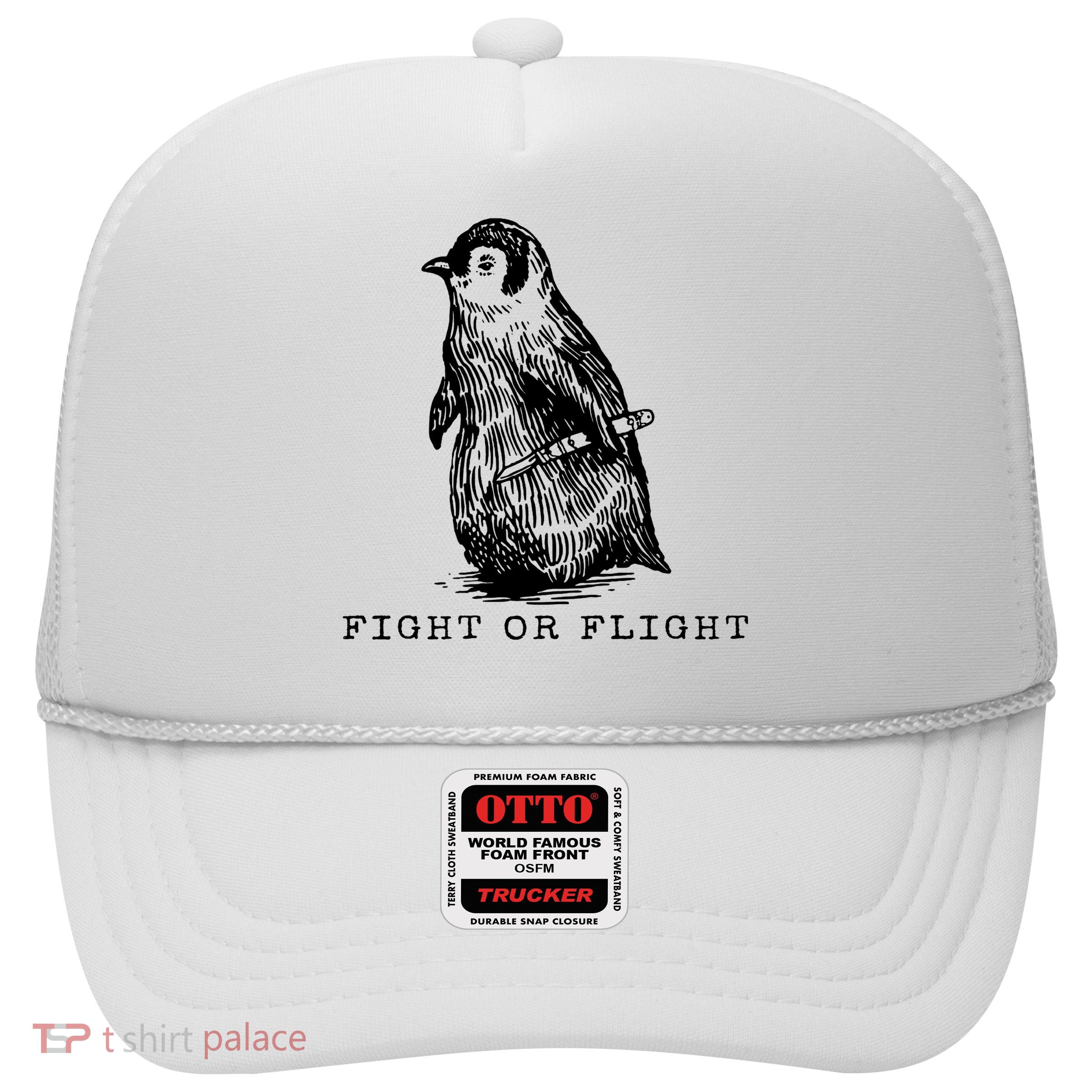 Fight Or Flight Funny Penguin Meme Trucker Hat