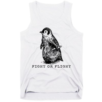 Fight Or Flight Funny Penguin Meme Tank Top
