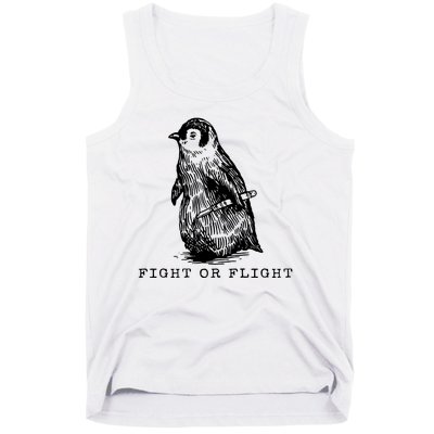 Fight Or Flight Funny Penguin Meme Tank Top