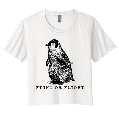 Fight Or Flight Funny Penguin Meme Crop Top