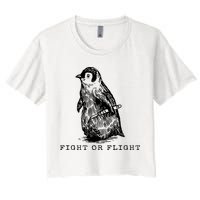 Fight Or Flight Funny Penguin Meme Women's Crop Top Tee
