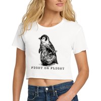 Fight Or Flight Funny Penguin Meme Women's Crop Top Tee
