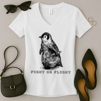 Fight Or Flight Funny Penguin Meme Women's V-Neck T-Shirt