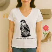 Fight Or Flight Funny Penguin Meme Women's V-Neck T-Shirt