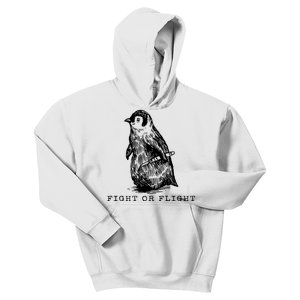 Fight Or Flight Funny Penguin Meme Kids Hoodie