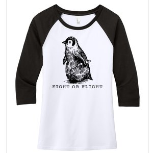 Fight Or Flight Funny Penguin Meme Women's Tri-Blend 3/4-Sleeve Raglan Shirt