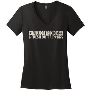 Full Of Freedom & Fresh Outta Fucks Women's V-Neck T-Shirt