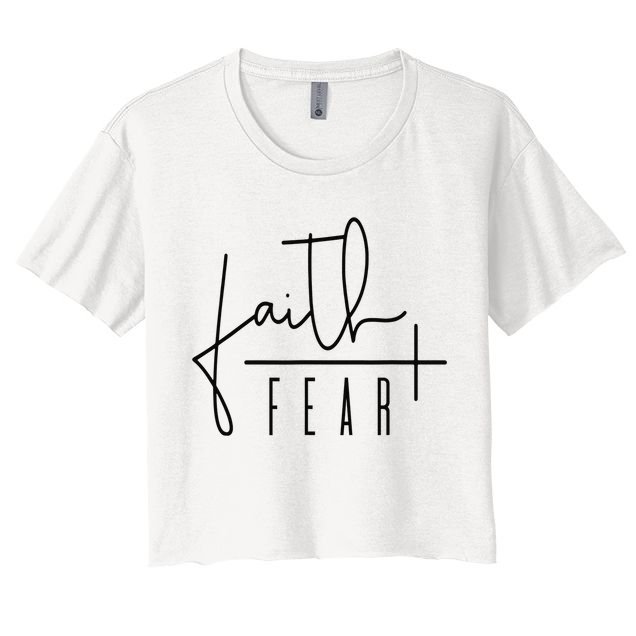 Faith Over Fear Jesus Religious Faith Christian Women's Crop Top Tee