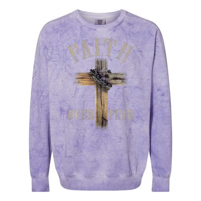 Faith Over Fear American Christian Cross God Jesus Colorblast Crewneck Sweatshirt