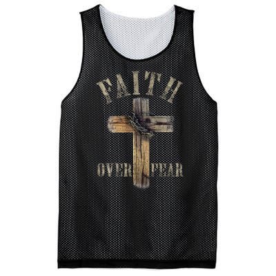 Faith Over Fear American Christian Cross God Jesus Mesh Reversible Basketball Jersey Tank