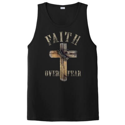 Faith Over Fear American Christian Cross God Jesus PosiCharge Competitor Tank