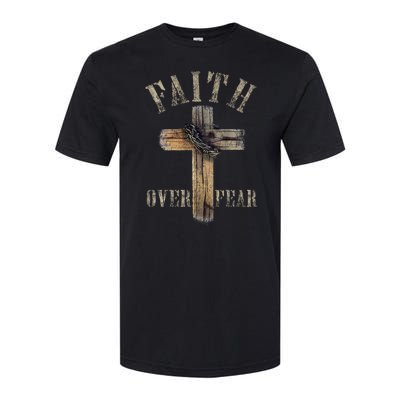 Faith Over Fear American Christian Cross God Jesus Softstyle CVC T-Shirt