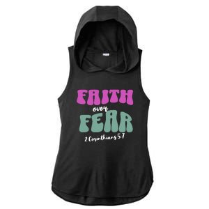 Faith Over Fear Christian Motivational Ladies PosiCharge Tri-Blend Wicking Draft Hoodie Tank