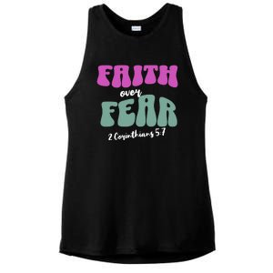 Faith Over Fear Christian Motivational Ladies PosiCharge Tri-Blend Wicking Tank